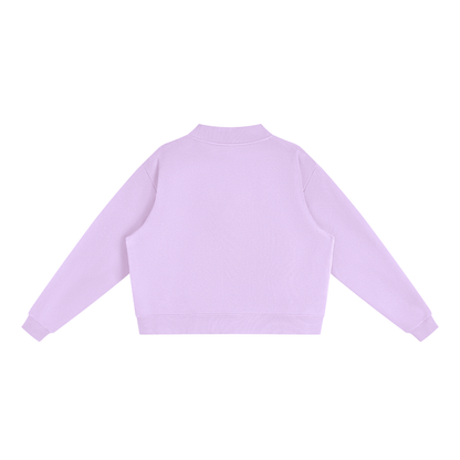 Unisex Essential Fleece Mock-Neck Crew Sweatshirt in light purple, alternate angle