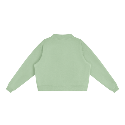 Unisex Essential Fleece Mock-Neck Crew Sweatshirt in mint green, alternate angle