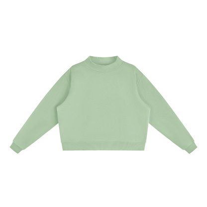 Unisex Essential Fleece Mock-Neck Crew Sweatshirt in mint green