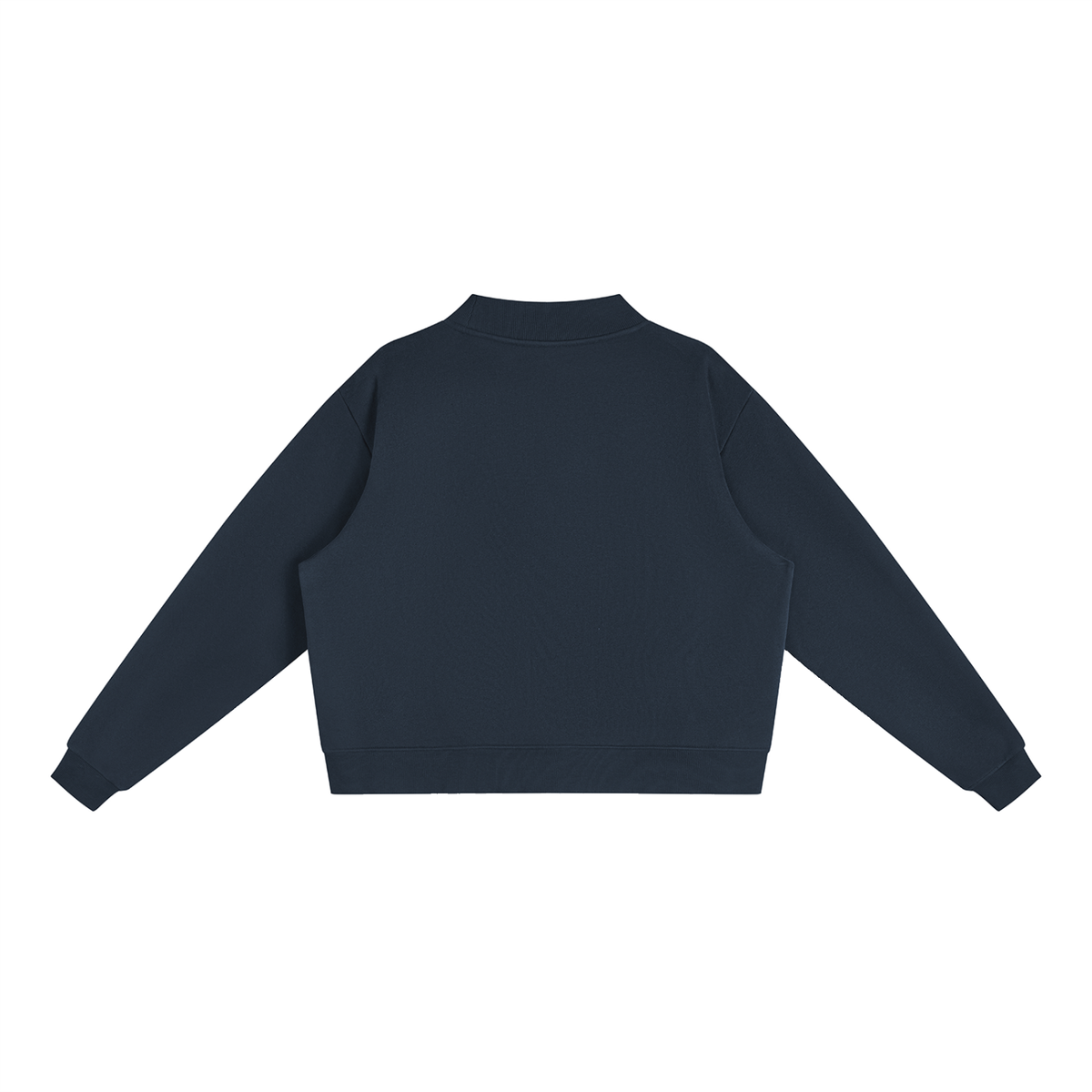 Unisex Essential Fleece Mock-Neck Crew Sweatshirt in navy blue, alternate angle