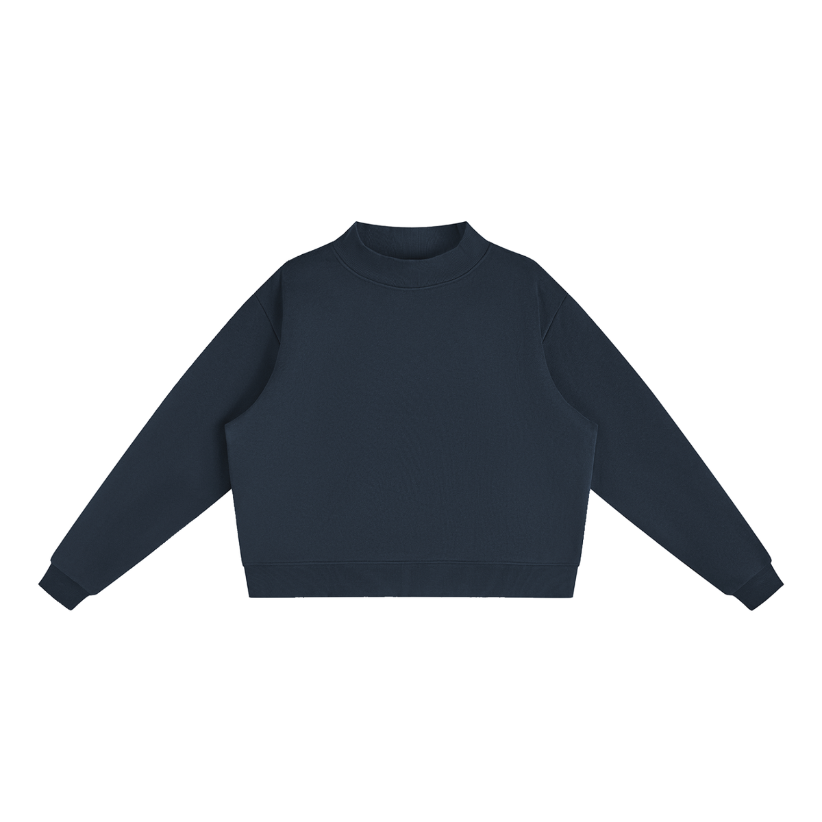 Unisex Essential Fleece Mock-Neck Crew Sweatshirt in navy blue