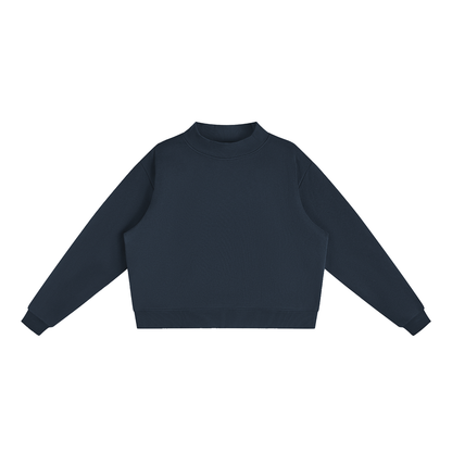 Unisex Essential Fleece Mock-Neck Crew Sweatshirt in navy blue
