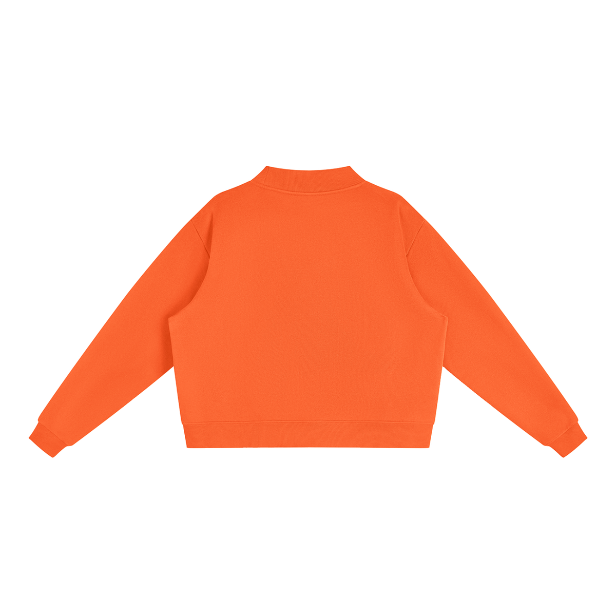 Unisex Essential Fleece Mock-Neck Crew Sweatshirt in orange, alternate angle