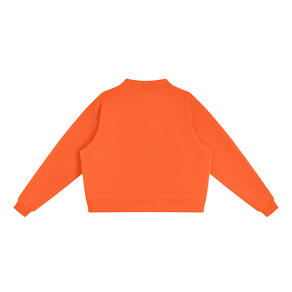 Unisex Essential Fleece Mock-Neck Crew Sweatshirt in orange, alternate angle