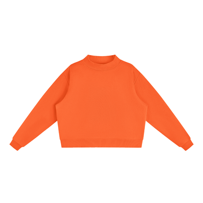 Unisex Essential Fleece Mock-Neck Crew Sweatshirt in orange