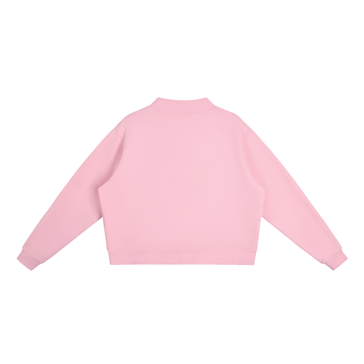 Unisex Essential Fleece Mock-Neck Crew Sweatshirt in pink, alternate angle