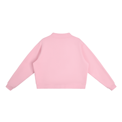 Unisex Essential Fleece Mock-Neck Crew Sweatshirt in pink, alternate angle