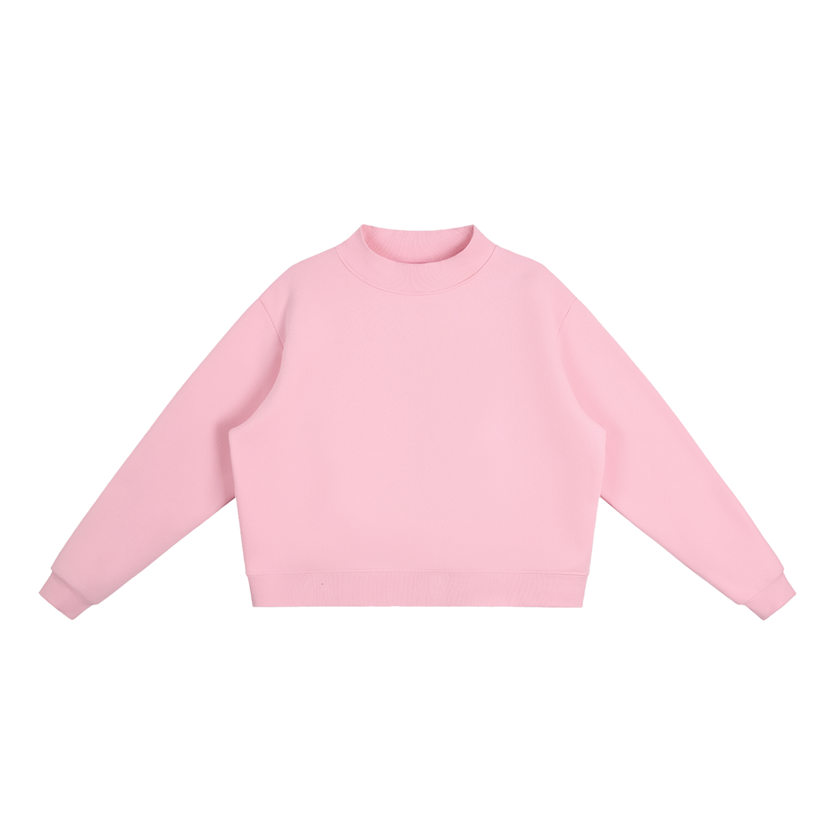 Unisex Essential Fleece Mock-Neck Crew Sweatshirt in pink