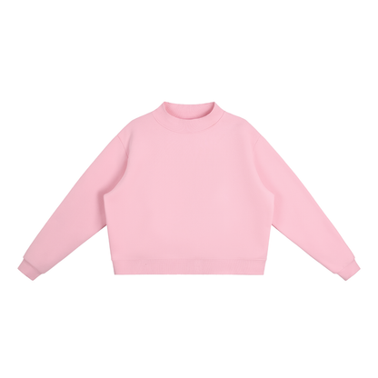Unisex Essential Fleece Mock-Neck Crew Sweatshirt in pink