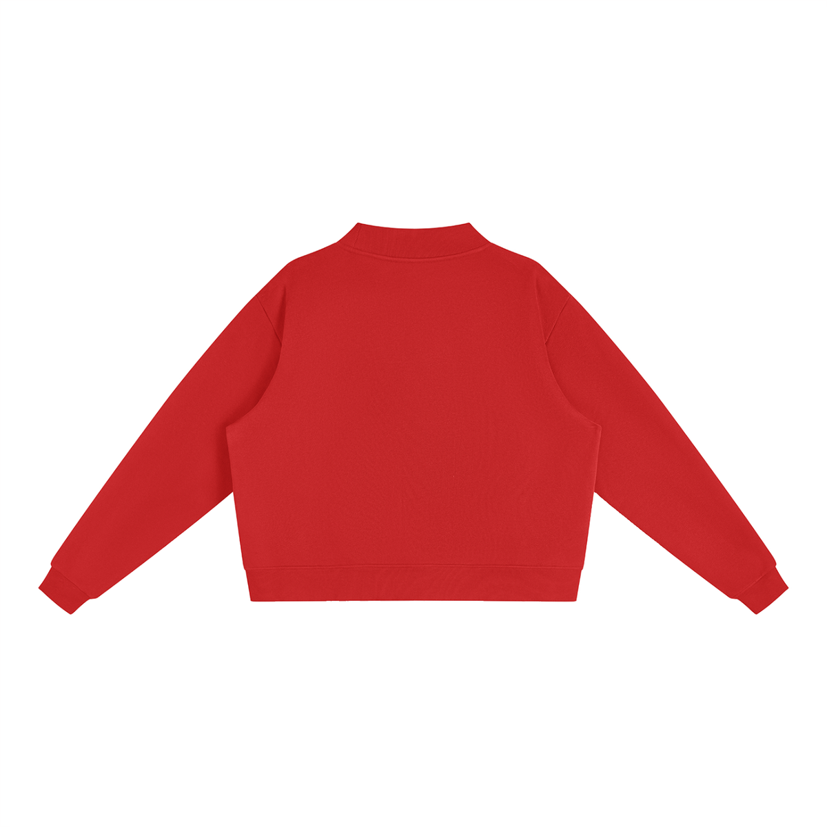 Unisex Essential Fleece Mock-Neck Crew Sweatshirt in red, alternate angle