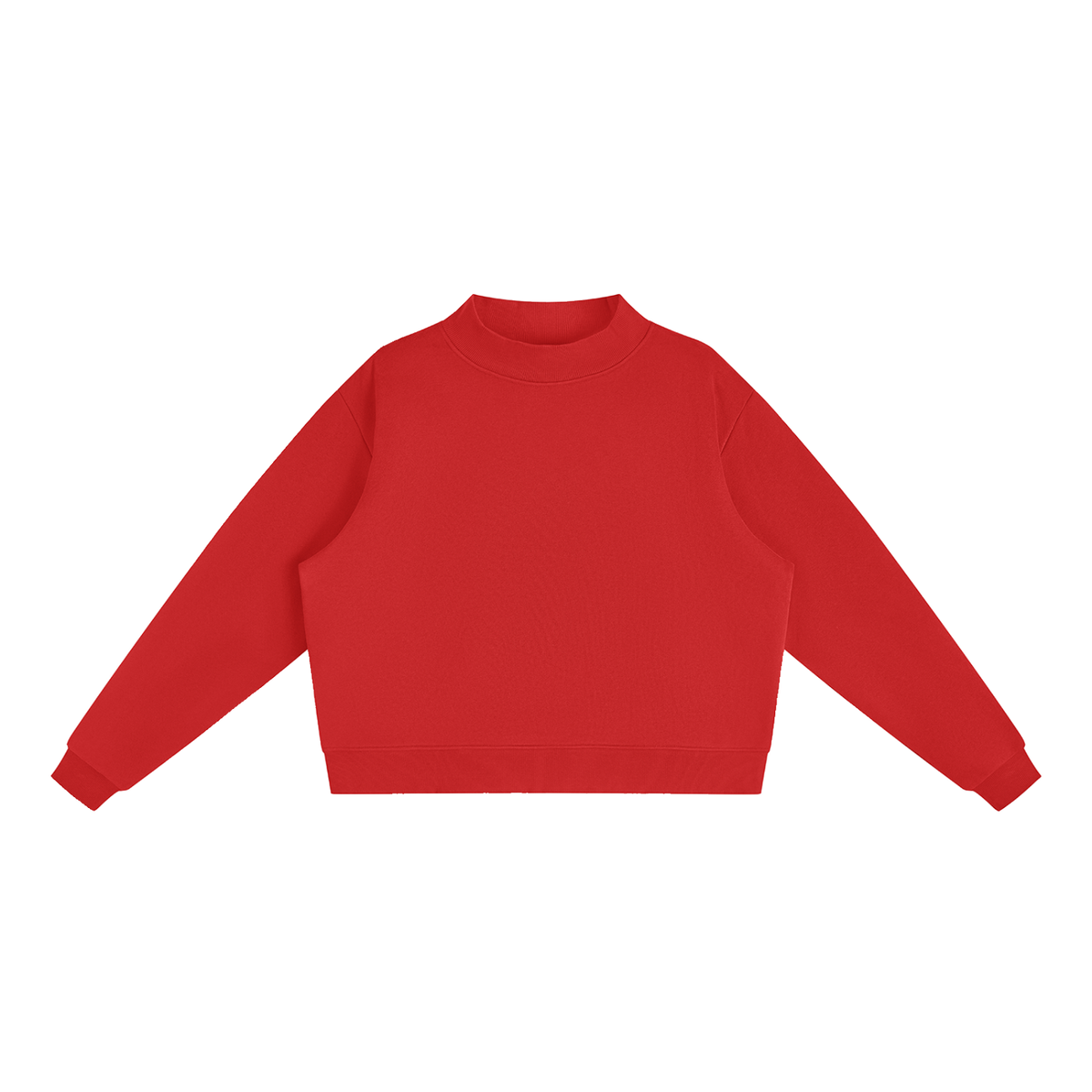Unisex Essential Fleece Mock-Neck Crew Sweatshirt in red