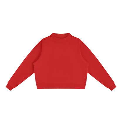 Unisex Essential Fleece Mock-Neck Crew Sweatshirt in red