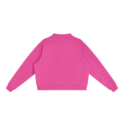 Unisex Essential Fleece Mock-Neck Crew Sweatshirt in rose red, alternate angle