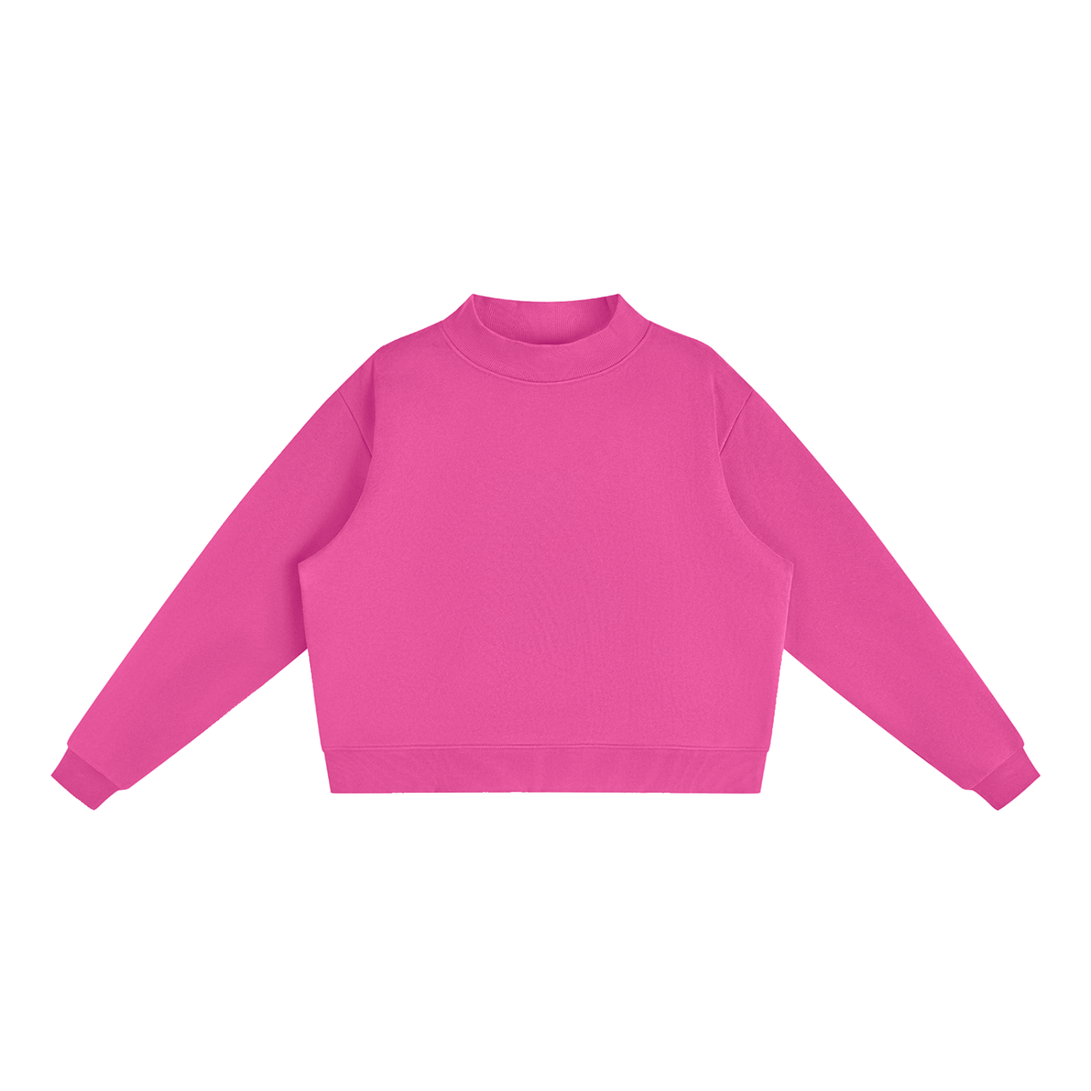 Unisex Essential Fleece Mock-Neck Crew Sweatshirt in rose red