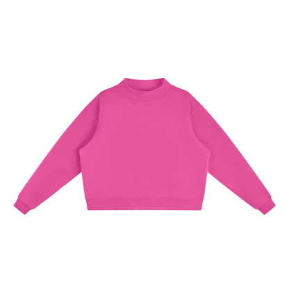 Unisex Essential Fleece Mock-Neck Crew Sweatshirt in rose red