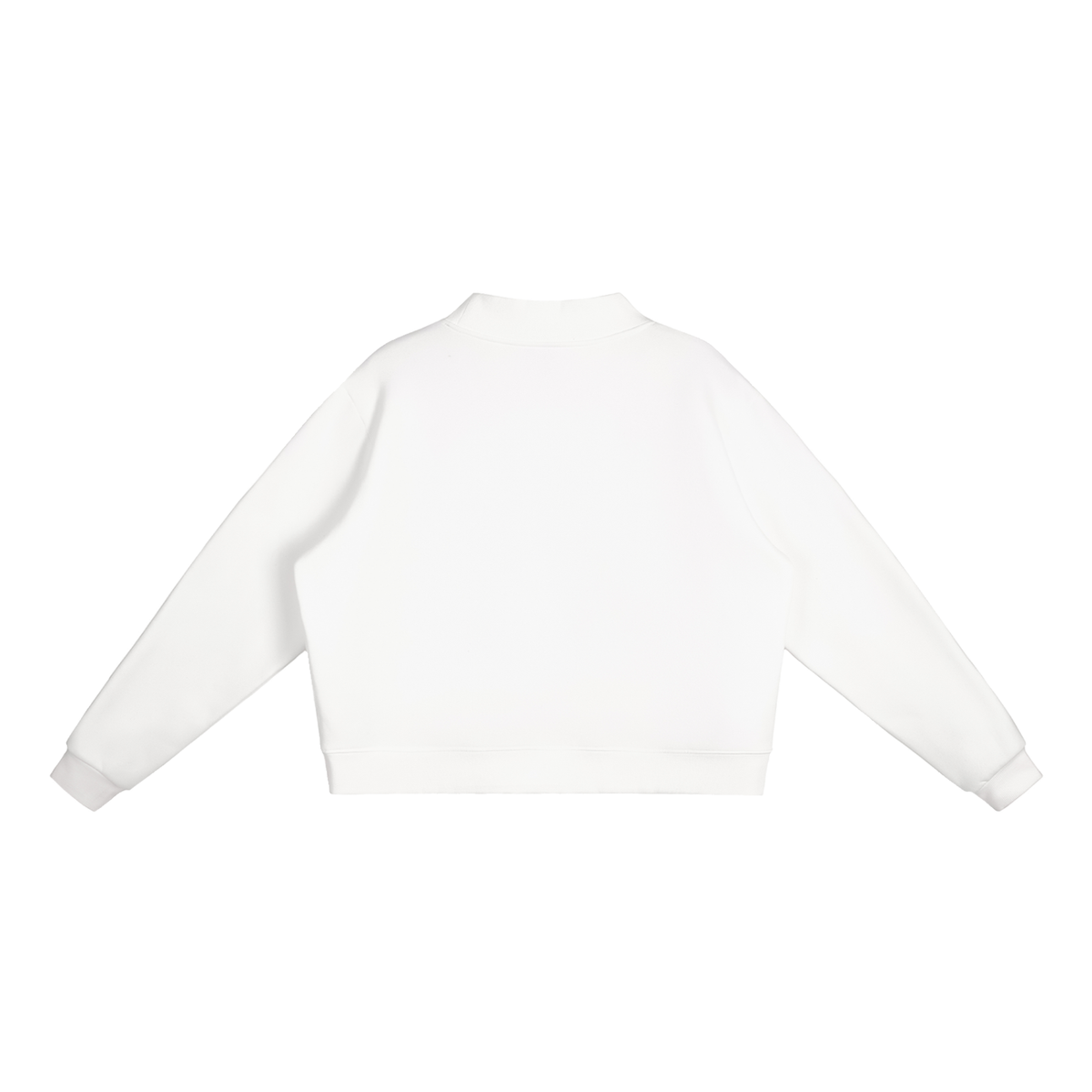 Unisex Essential Fleece Mock-Neck Crew Sweatshirt in white, alternate angle