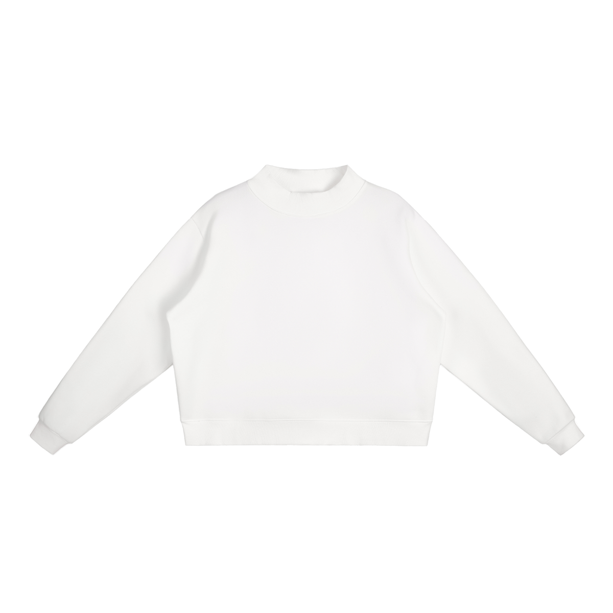Unisex Essential Fleece Mock-Neck Crew Sweatshirt in white