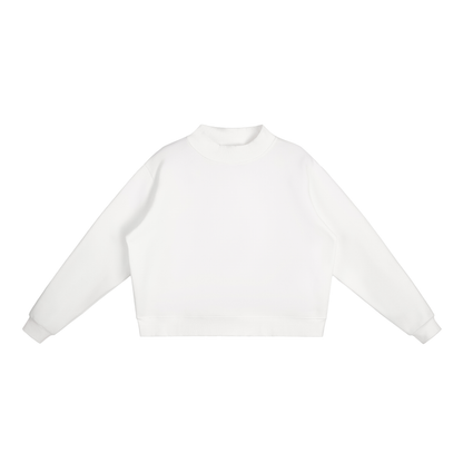 Unisex Essential Fleece Mock-Neck Crew Sweatshirt in white