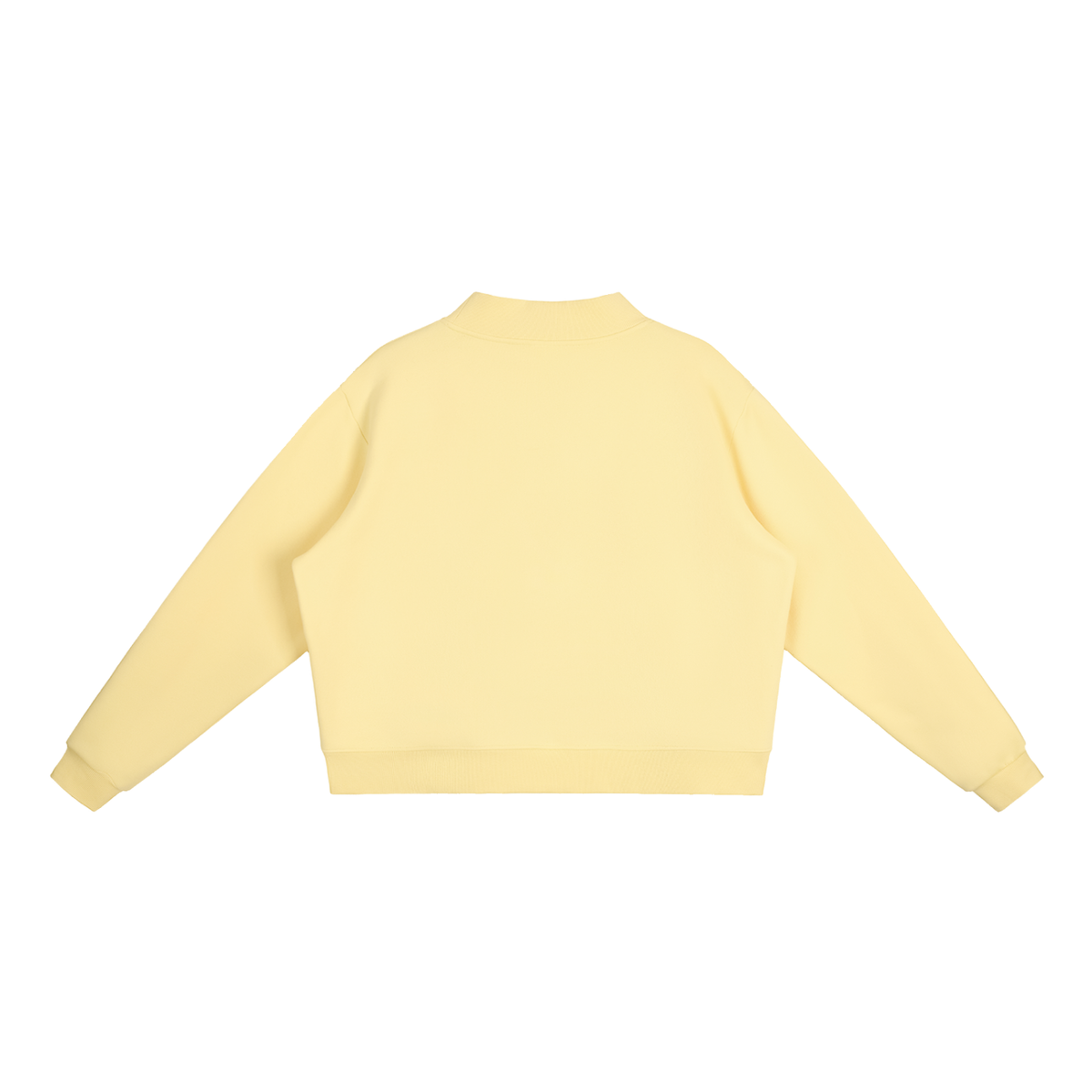 Unisex Essential Fleece Mock-Neck Crew Sweatshirt in yellow, alternate angle