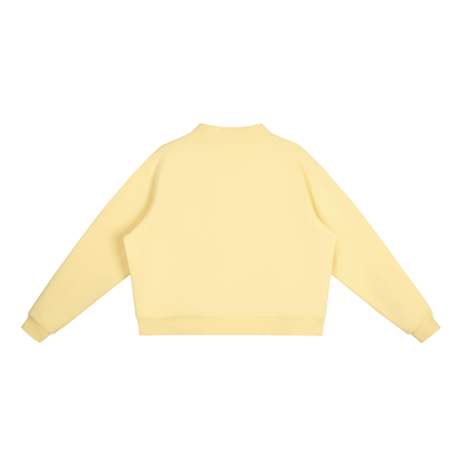 Unisex Essential Fleece Mock-Neck Crew Sweatshirt in yellow, alternate angle