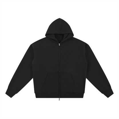 Unisex Essential Fleece Zip-Through Hoodie in black