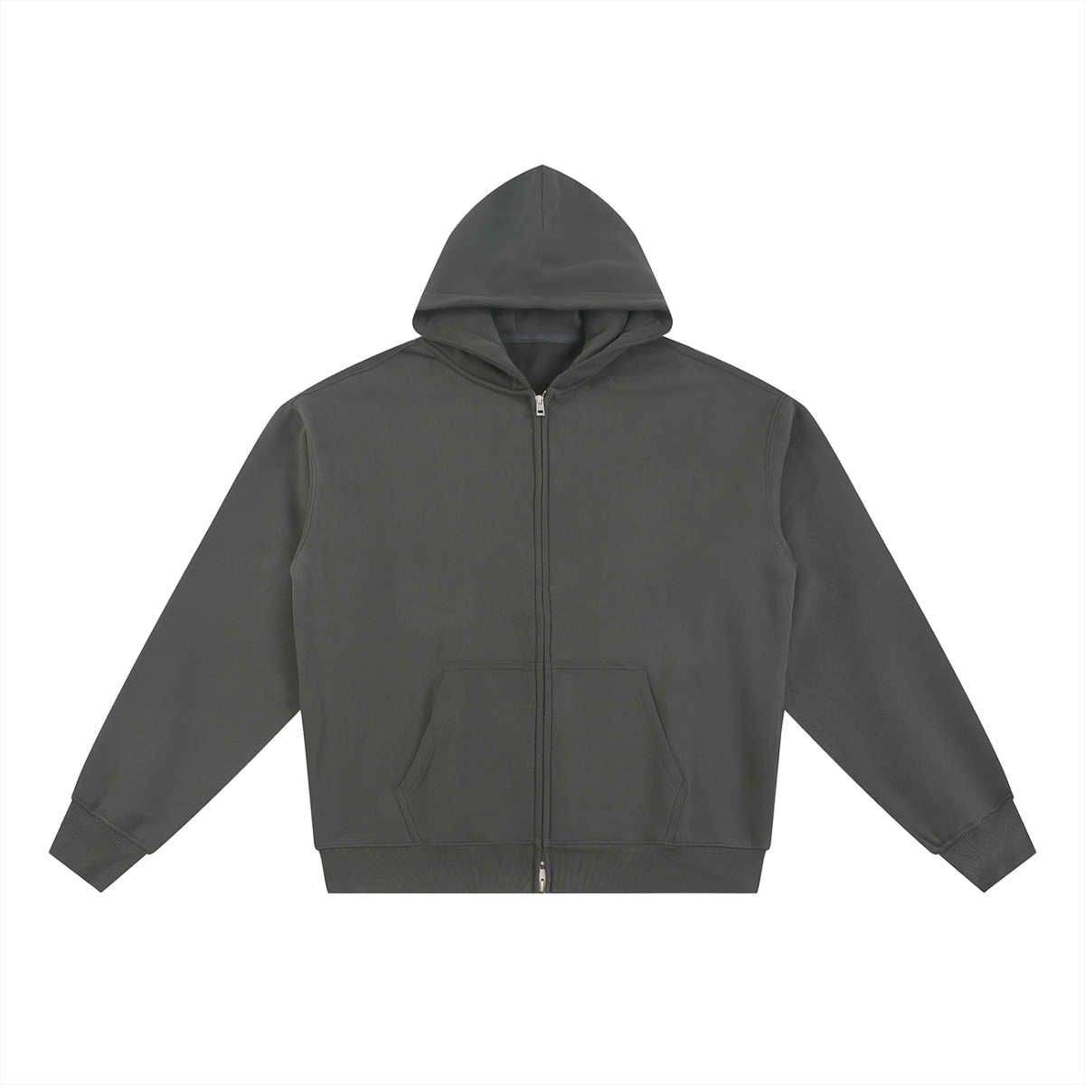 Unisex Essential Fleece Zip-Through Hoodie in dark gray