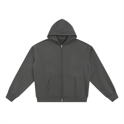 Unisex Essential Fleece Zip-Through Hoodie in dark gray