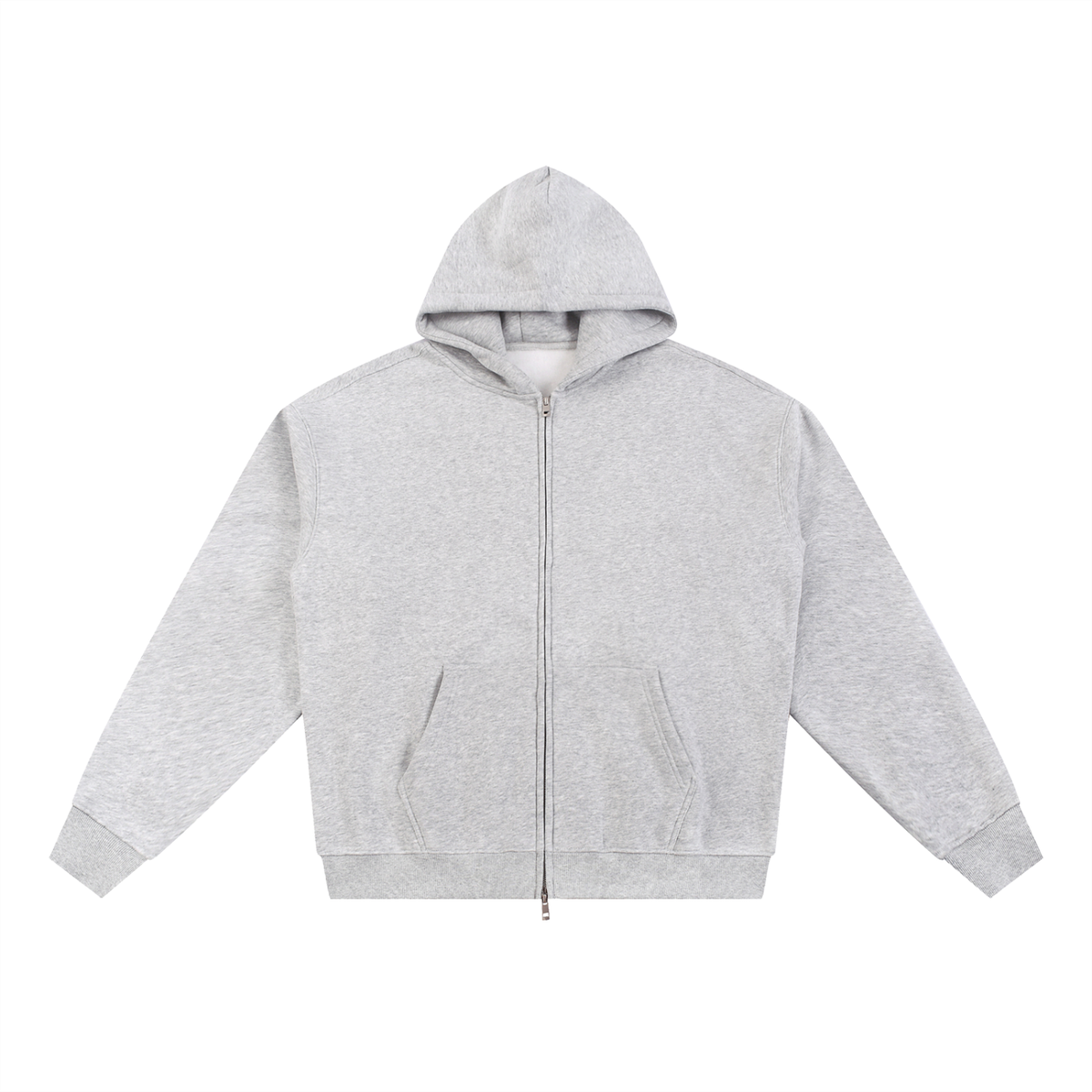Unisex Essential Fleece Zip-Through Hoodie in flower gray