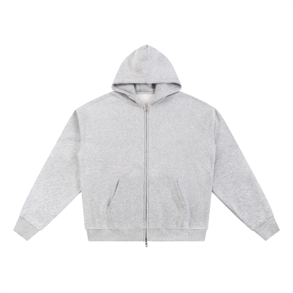 Unisex Essential Fleece Zip-Through Hoodie in flower gray