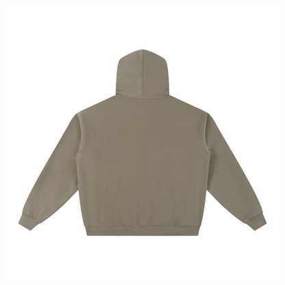 Unisex Essential Fleece Zip-Through Hoodie in gray coffee, alternate angle