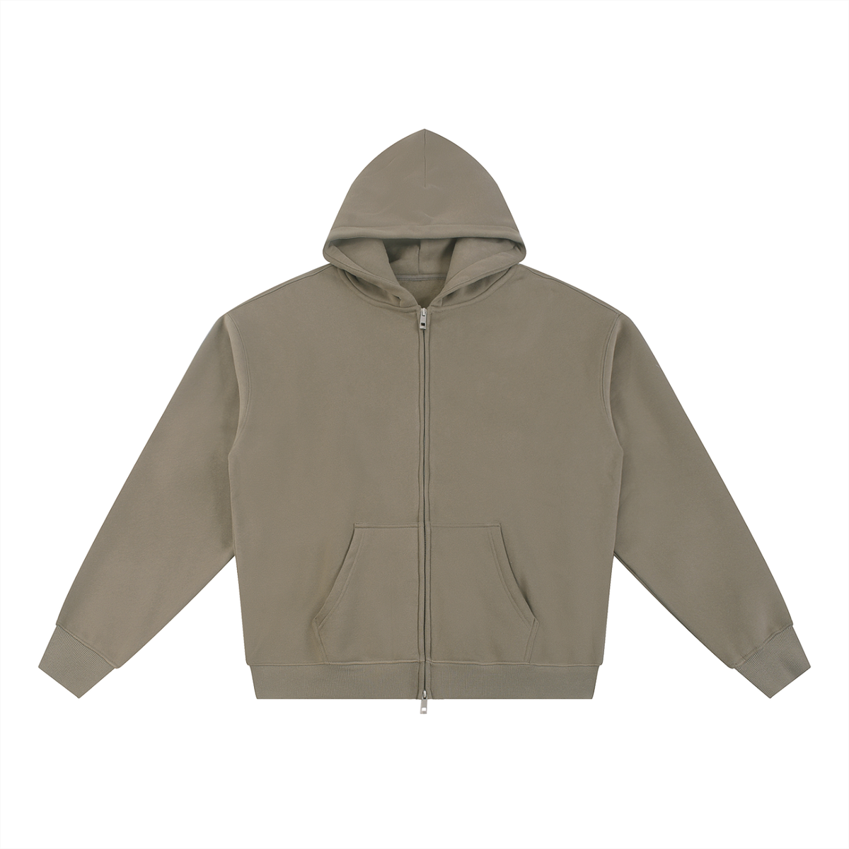 Unisex Essential Fleece Zip-Through Hoodie in gray coffee