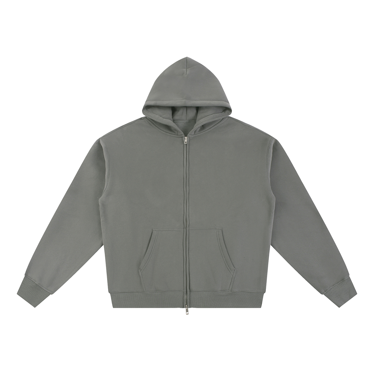 Unisex Essential Fleece Zip-Through Hoodie in medium gray