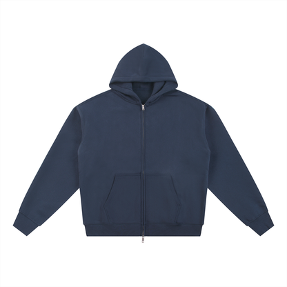 Unisex Essential Fleece Zip-Through Hoodie in navy blue