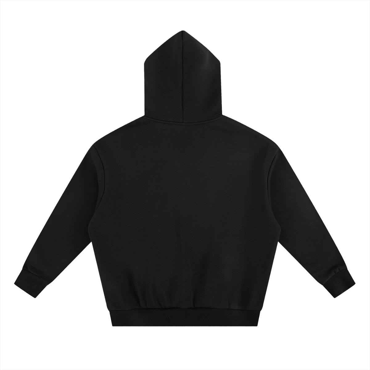 Unisex Essential Heavyweight Boxy Fleece Hoodie in black, alternate angle