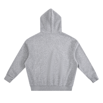 Unisex Essential Heavyweight Boxy Fleece Hoodie in flower gray, alternate angle