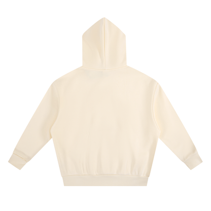 Unisex Essential Heavyweight Boxy Fleece Hoodie in light apricot, alternate angle