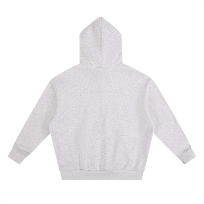 Unisex Essential Heavyweight Boxy Fleece Hoodie in oat gray, alternate angle