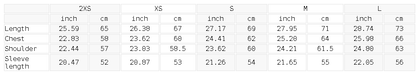 Size chart for the Unisex Essential Heavyweight Cotton Sweatshirt