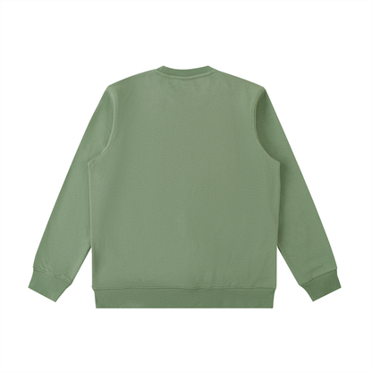 Unisex Essential Heavyweight Crewneck Sweatshirt in army green, alternate angle