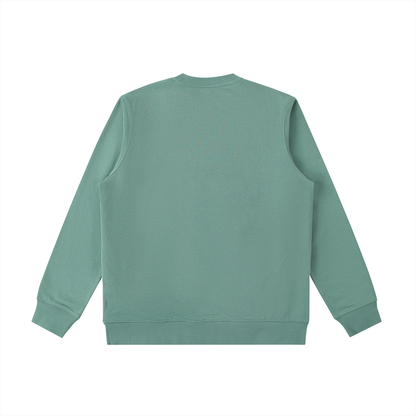 Unisex Essential Heavyweight Crewneck Sweatshirt in dark green, alternate angle