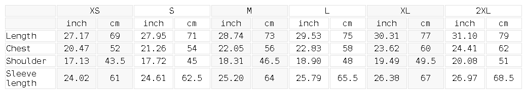 Size chart for the Unisex Essential Heavyweight Crewneck Sweatshirt