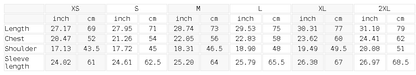Size chart for the Unisex Essential Heavyweight Crewneck Sweatshirt