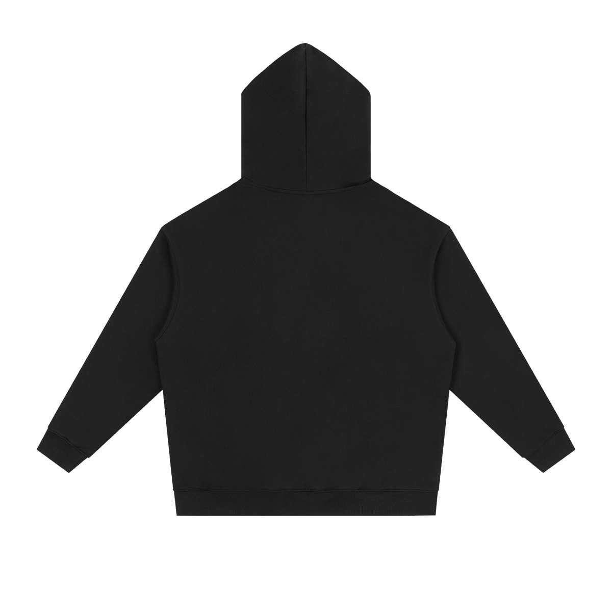 Unisex Essential Heavyweight Drop-Shoulder Hoodie in black, alternate angle