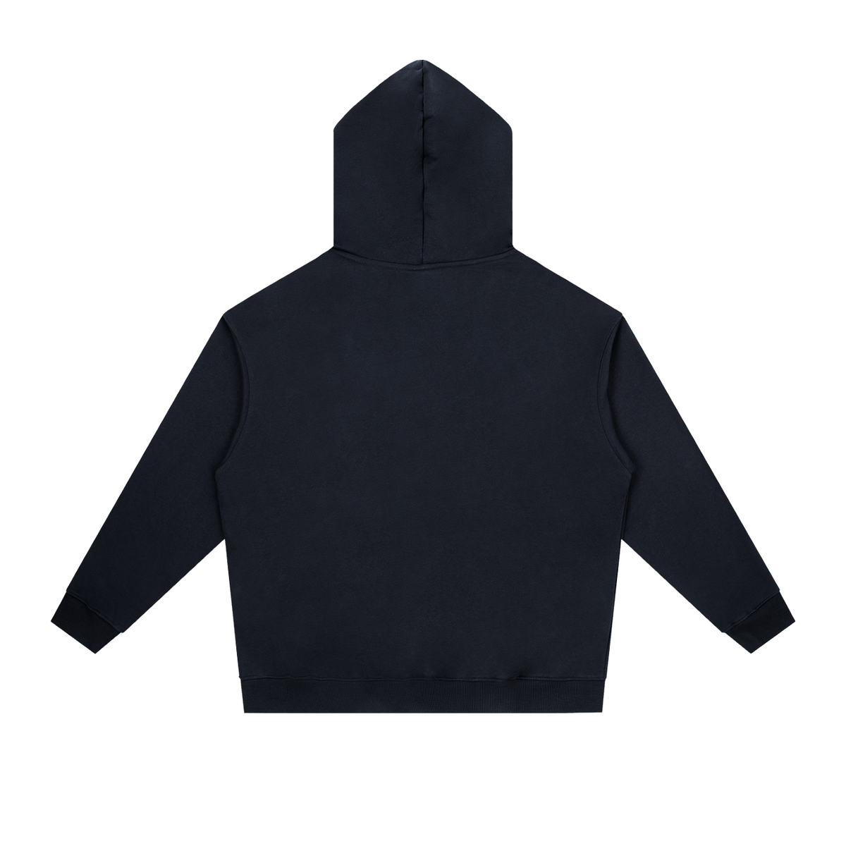 Unisex Essential Heavyweight Drop-Shoulder Hoodie in navy blue, alternate angle