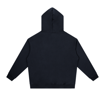 Unisex Essential Heavyweight Drop-Shoulder Hoodie in navy blue, alternate angle