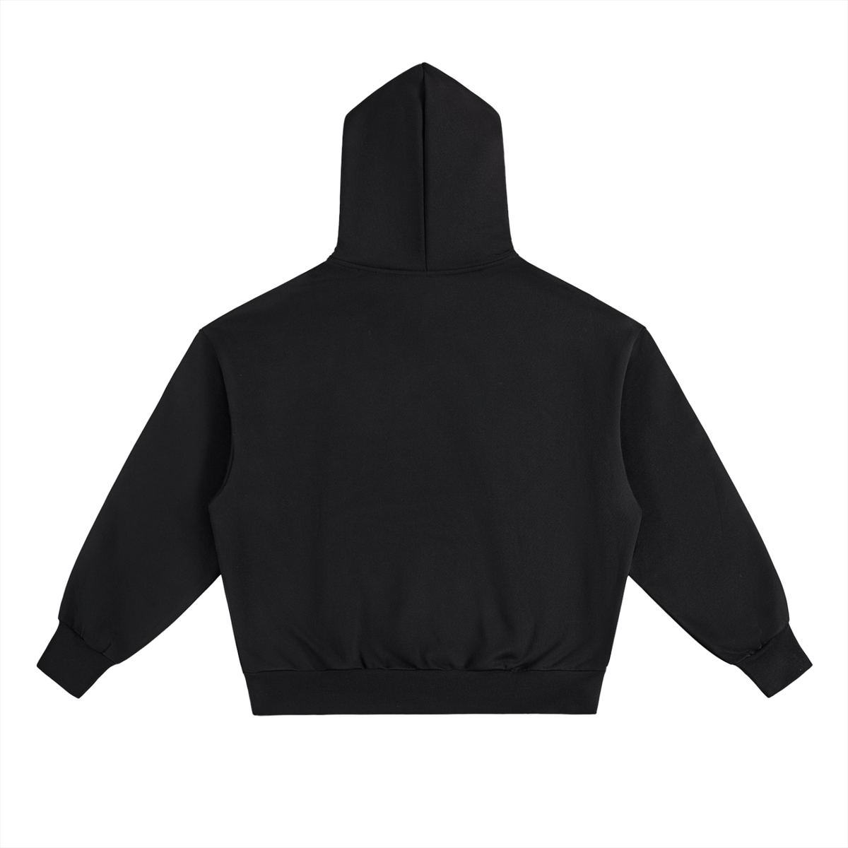 Unisex Essential Heavyweight Fleece Hoodie in black, alternate angle