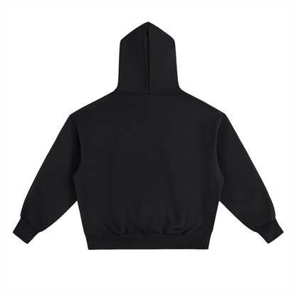 Unisex Essential Heavyweight Fleece Hoodie in black, alternate angle