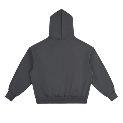 Unisex Essential Heavyweight Fleece Hoodie in charcoal gray, alternate angle