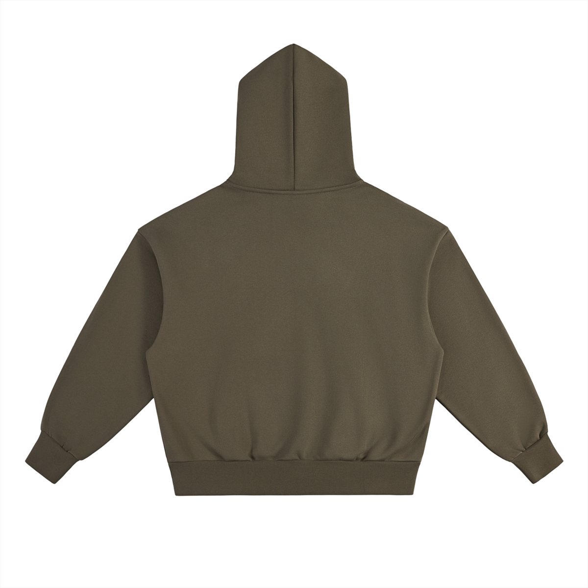 Unisex Essential Heavyweight Fleece Hoodie in olive green, alternate angle