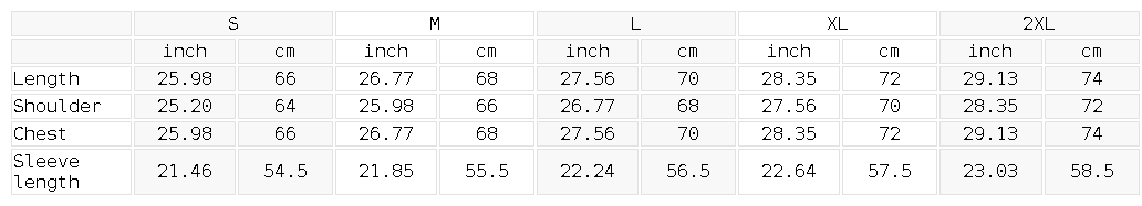Size chart for the Unisex Essential Heavyweight Fleece Hoodie